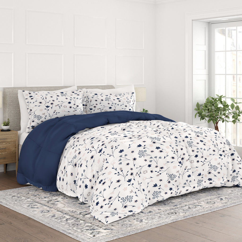 Plendia Forget Me Not Reversible Down-Alternative Comforter Set
