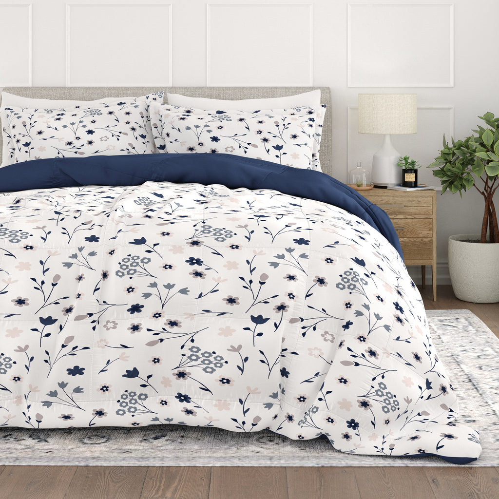 Plendia Forget Me Not Reversible Down-Alternative Comforter Set